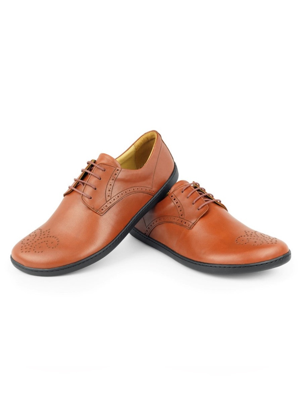 ZAQQ PEAQ Brogue Brown/Cognac Leather Derby Barefoot Dress Shoes MenUnisex EU 37